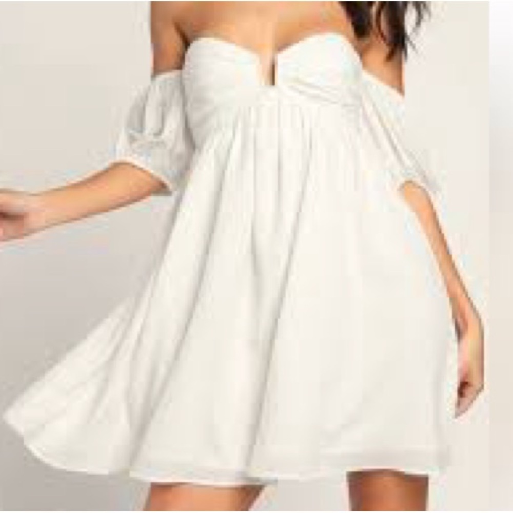 NWT Lulu's My Dream Date White Off-Shoulder Mini Dress